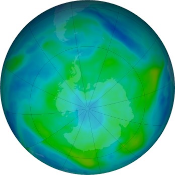 Antarctic ozone map for 2025-03-09